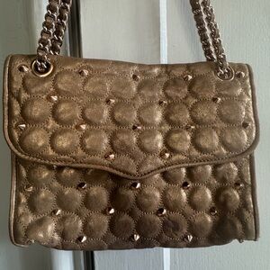 Rebecca Minkoff Rose Gold Quilted Affair Studded Shoulder/Crossbody Bag